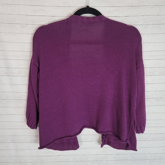 EILEEN FISHER ORGANIC BLEND PURPLE CROPPED CARDIGAN, SZ PP/XS - Picture 6 of 8